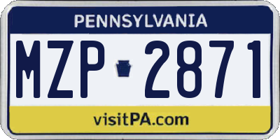 PA license plate MZP2871