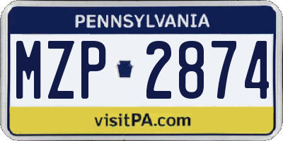 PA license plate MZP2874