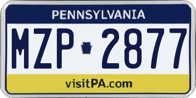 PA license plate MZP2877