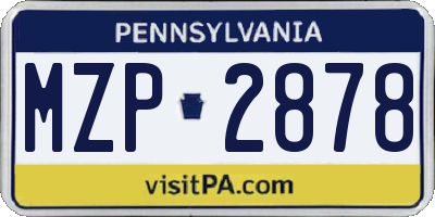 PA license plate MZP2878
