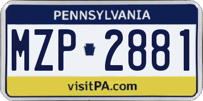 PA license plate MZP2881