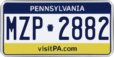 PA license plate MZP2882