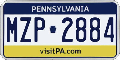 PA license plate MZP2884