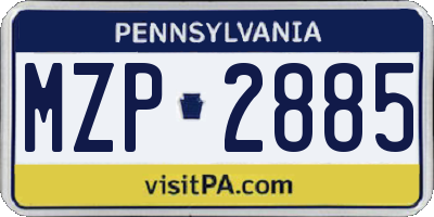 PA license plate MZP2885