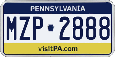 PA license plate MZP2888