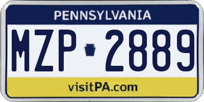 PA license plate MZP2889
