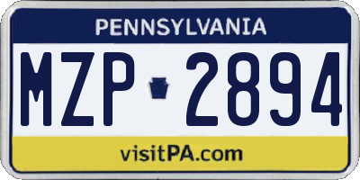 PA license plate MZP2894
