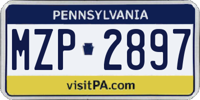 PA license plate MZP2897