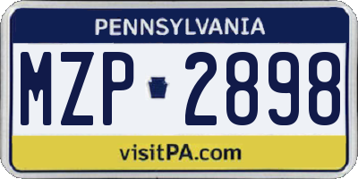 PA license plate MZP2898