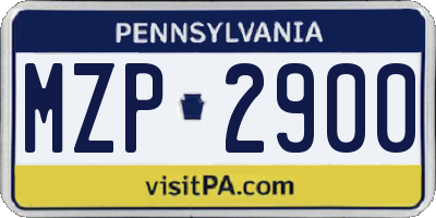 PA license plate MZP2900