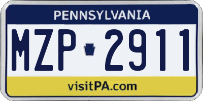 PA license plate MZP2911