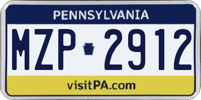 PA license plate MZP2912