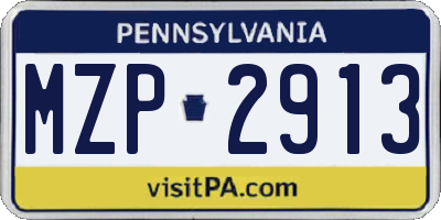 PA license plate MZP2913