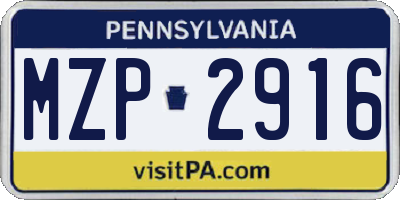 PA license plate MZP2916