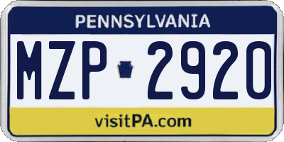 PA license plate MZP2920