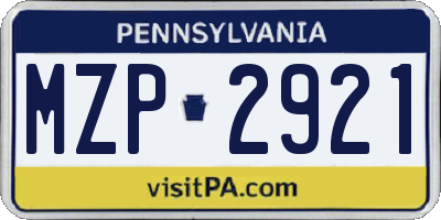 PA license plate MZP2921