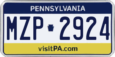 PA license plate MZP2924