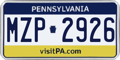 PA license plate MZP2926
