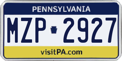 PA license plate MZP2927