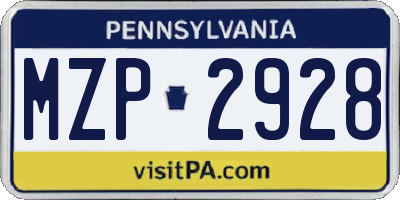 PA license plate MZP2928