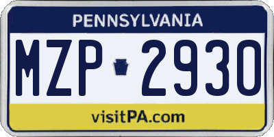 PA license plate MZP2930