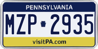 PA license plate MZP2935