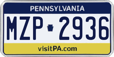 PA license plate MZP2936