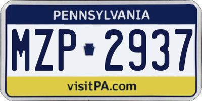 PA license plate MZP2937