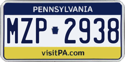 PA license plate MZP2938