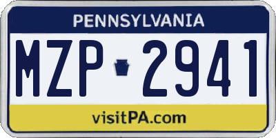 PA license plate MZP2941