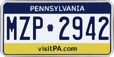 PA license plate MZP2942