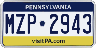 PA license plate MZP2943