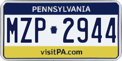 PA license plate MZP2944