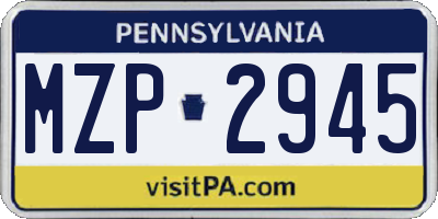 PA license plate MZP2945