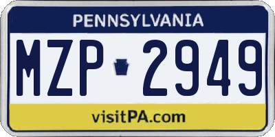 PA license plate MZP2949