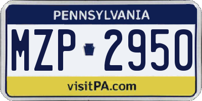PA license plate MZP2950