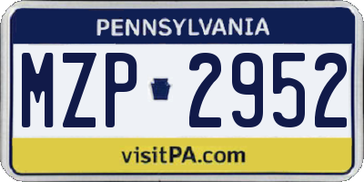PA license plate MZP2952