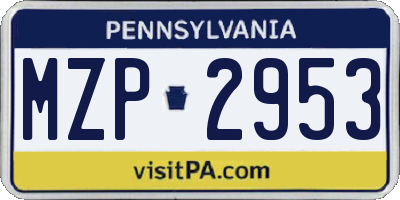 PA license plate MZP2953
