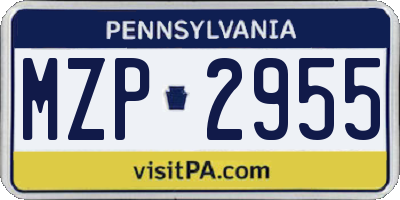 PA license plate MZP2955