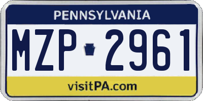 PA license plate MZP2961