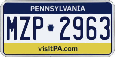 PA license plate MZP2963