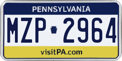 PA license plate MZP2964