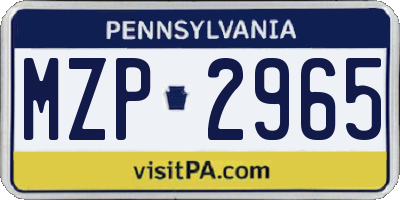 PA license plate MZP2965