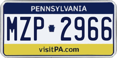 PA license plate MZP2966