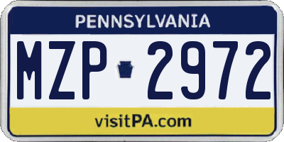 PA license plate MZP2972