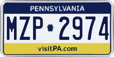 PA license plate MZP2974