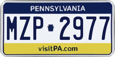 PA license plate MZP2977