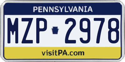 PA license plate MZP2978