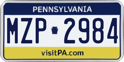 PA license plate MZP2984