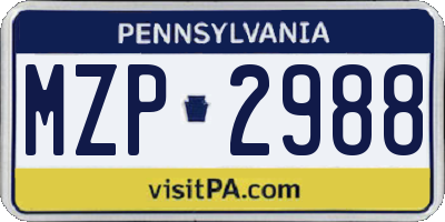 PA license plate MZP2988